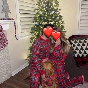 Matching Festive Red Plaid Holiday Pajama Set includes all 3